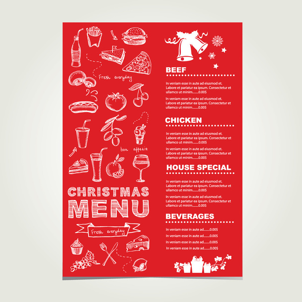 Christmas restaurant and party menu, invitation. - Vector, Image