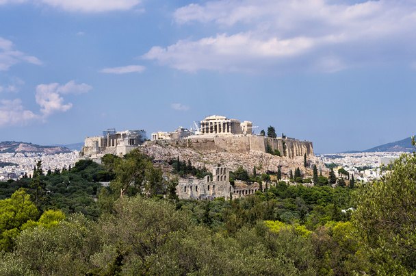 Widok na Akropol i miasta, Ateny, Grecja - Zdjęcie, obraz