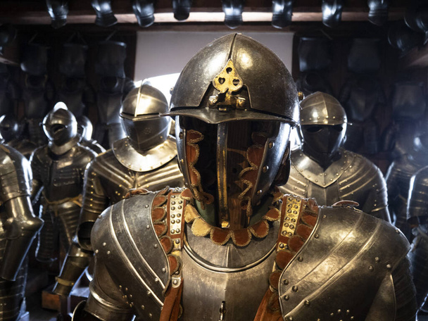 багато середньовічних металевих броньованих деталей
 - Фото, зображення