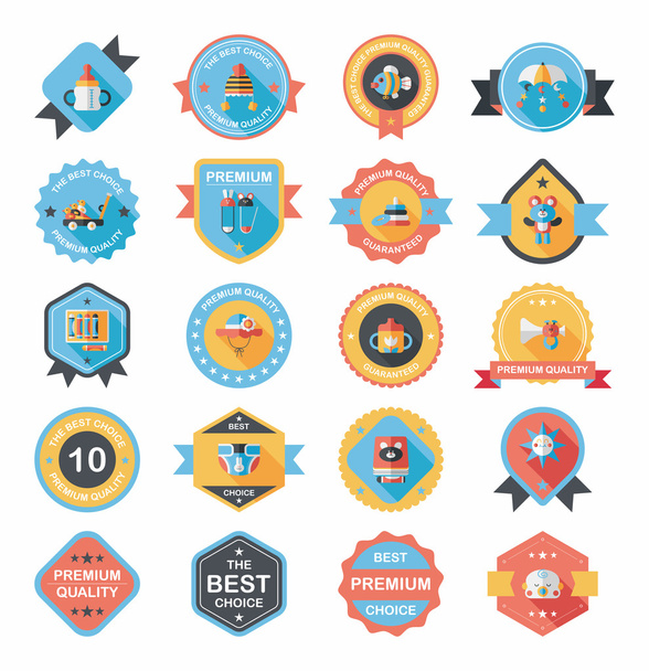 Baby badge banner design flat background set, eps10 - Vettoriali, immagini