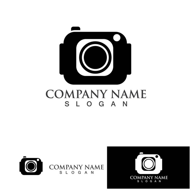 fotografie camera logo icoon vector ontwerp template geïsoleerd op zwarte achtergrond - Vector, afbeelding