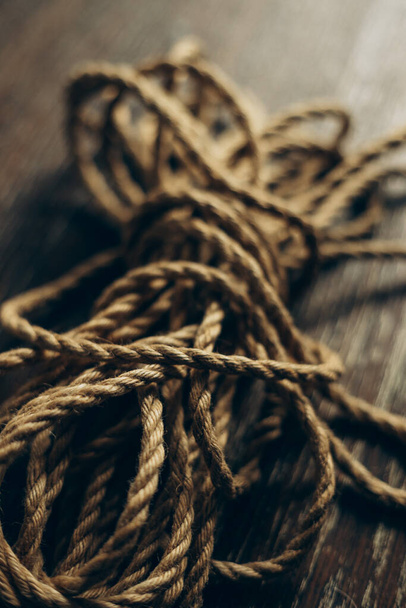 Brown fabric ropes for tying shibari - Photo, Image