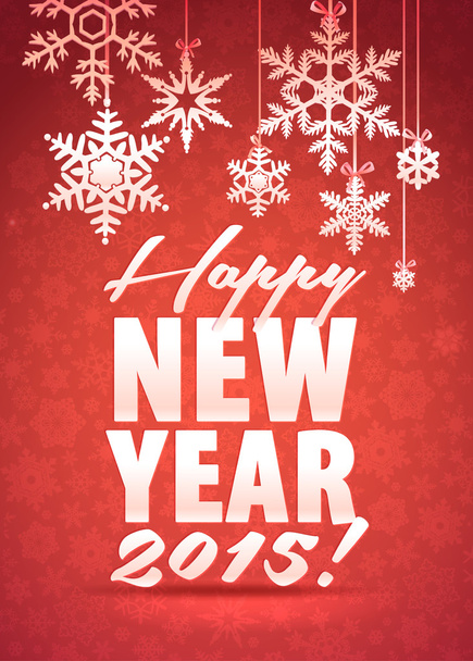 Merry Christmas and Happy New Year Snowflake Card - Vector, Imagen
