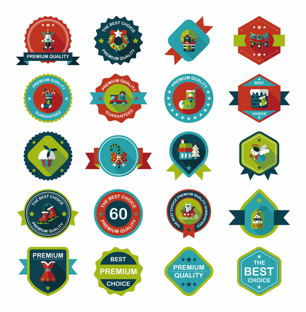 Christmas badge banner design flat background set, eps10 - Vector, afbeelding