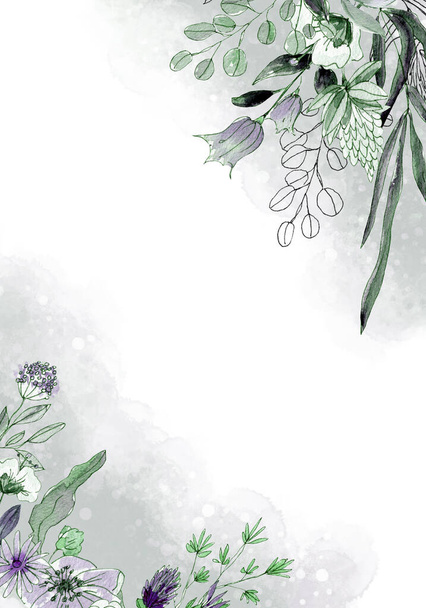 Бледные листья - ботанический дизайн баннера. Цветочная пастельная рамка - Фото, изображение