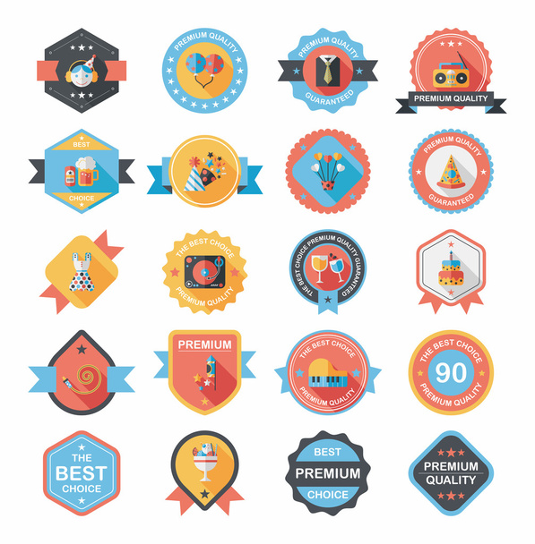 Birthday badge banner design flat background set, eps10 - Vettoriali, immagini