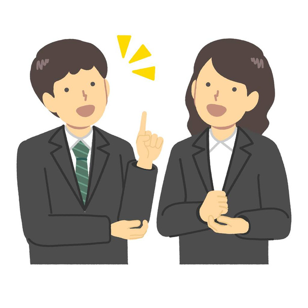 Discussion between men and women in suits Illustration material - Vector, Image