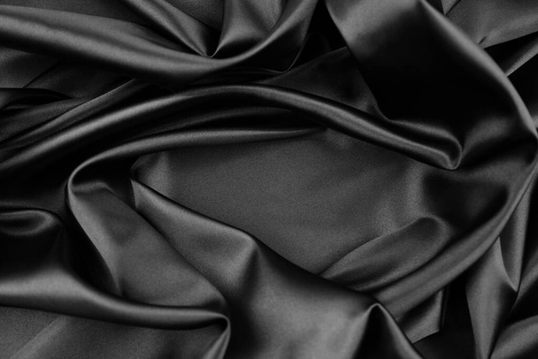 Lähikuva aaltoileva musta silkki kangas - Valokuva, kuva
