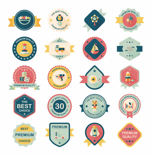 Toy badge banner design flat background set, eps10 - Vector, afbeelding