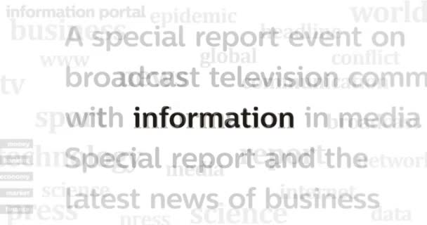 Ειδήσεις σε διεθνή μέσα ενημέρωσης με πληροφορίες και επικοινωνίες. Αφηρημένη έννοια των τίτλων ειδήσεων στο διαδίκτυο μεταδίδονται σε οθόνες βρόχο. Απρόσκοπτη και looped δυναμική κίνηση. - Πλάνα, βίντεο