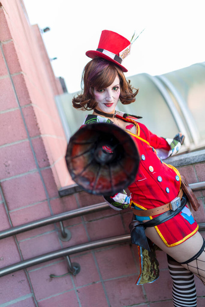 Lucca, Italy - 2018 10 31 : Lucca Comics free cosplay event around city Mad Moxxi Borderland 2. High quality photo - Photo, Image