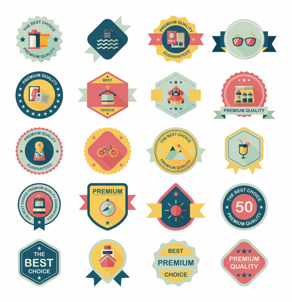 Travel badge banner design flat background set, eps10 - Διάνυσμα, εικόνα