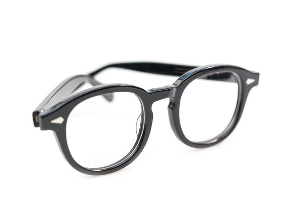 Black frame glasses on a white background - Photo, Image