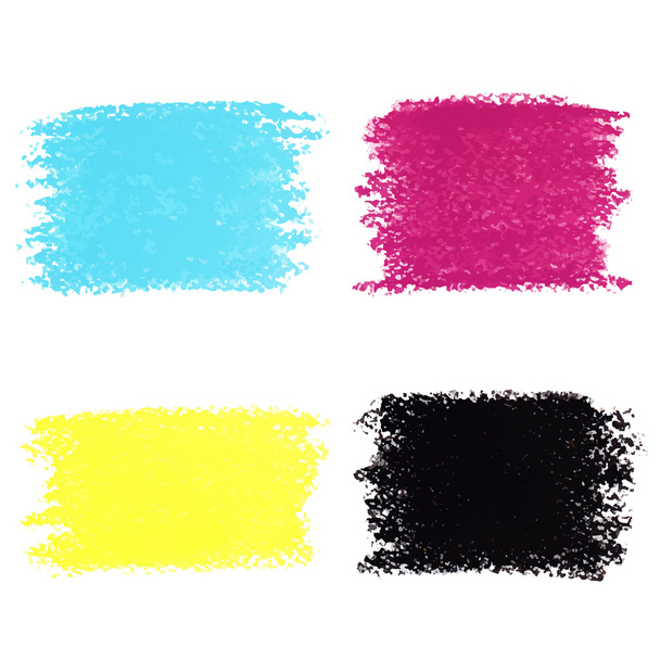 Set of CMYK pastel crayon spots, isolated on white background - Vecteur, image
