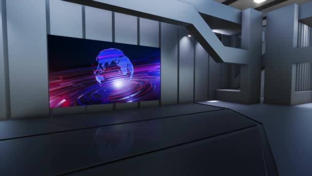 3D Virtual TV Studio Notizie, fondale per spettacoli televisivi .TV su sfondo Wall.3D Virtual News Studio, Loop - Filmati, video