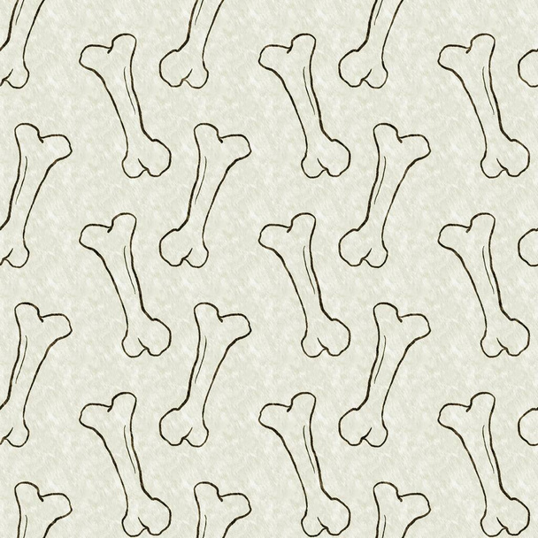 Green hand drawn dinosaur bone seamless pattern. Gender Neutral Jurassic fossil silhouette for baby nursery. Home decor for museum, extinction and textile design - Foto, afbeelding