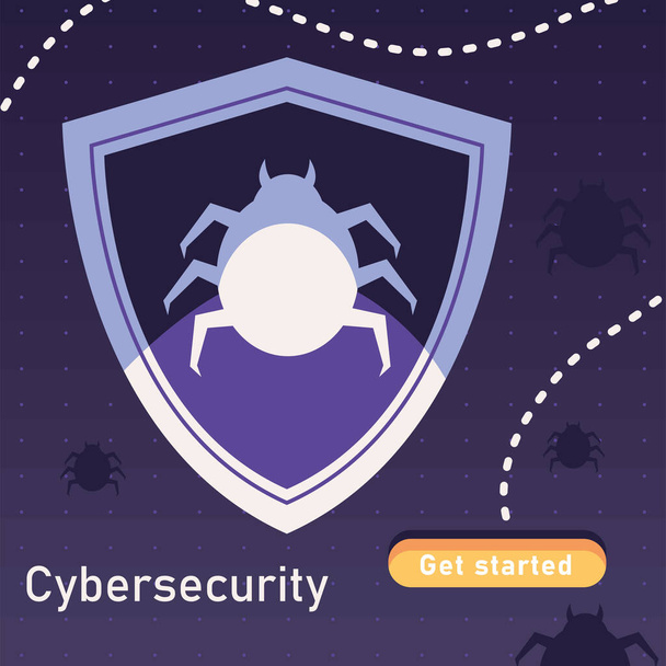 protección del escudo de ciberseguridad, ataque de virus - Vector, imagen