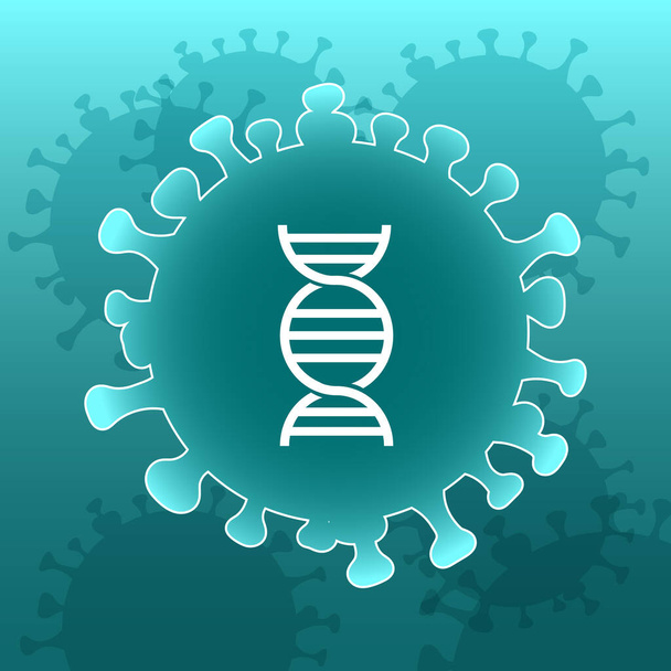 Molécula de virus y código genético en un fondo con virus. Concepto médico de lucha contra los virus. Ilustración, vector - Vector, imagen