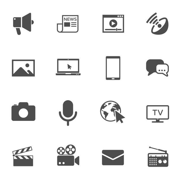 mass media vector icons set isolated on white background. media business concept. media flat icons for web and ui design. - Vetor, Imagem