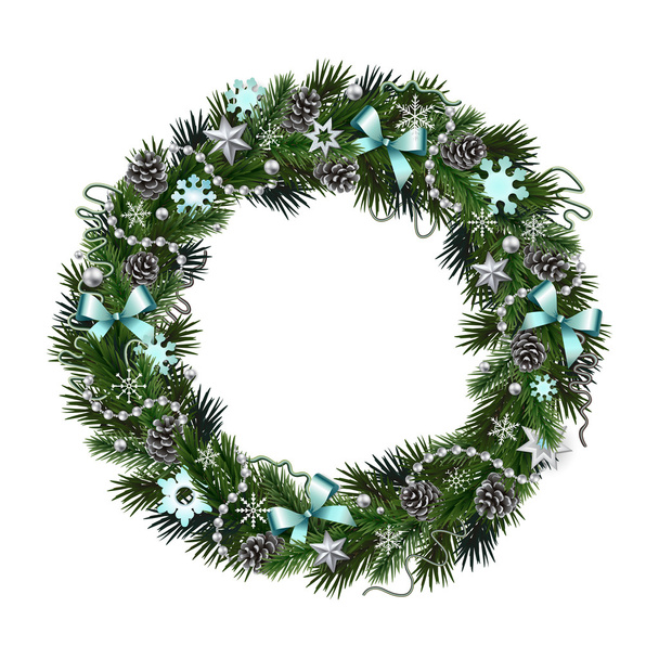 Realistic Christmas wreath isolated от white background - Vektor, kép