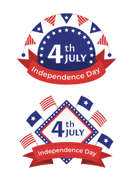 4 lipca zestaw plakietek Dnia Niepodległości USA. - Wektor, obraz