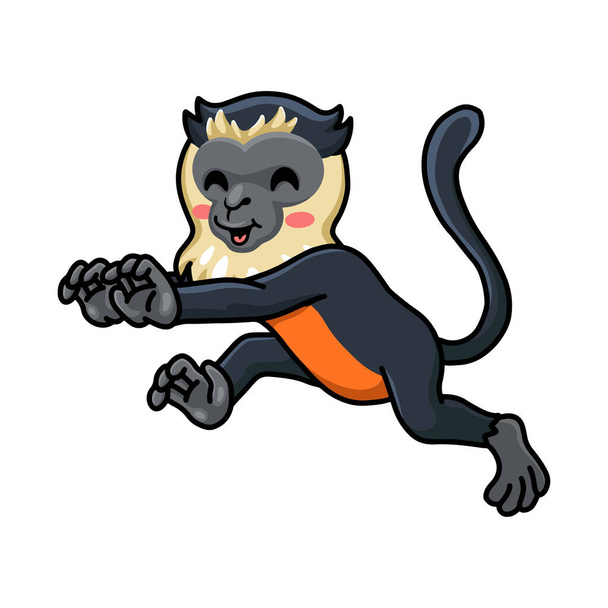 Vector illustration of Cute little diana monkey cartoon running - Vektor, kép