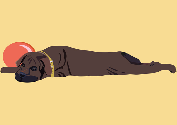 疲れた子犬 - ベクター画像
