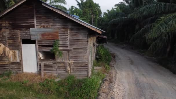 εγκαταλελειμμένο ξύλινο σπίτι με διαβρωμένη οροφή από ψευδάργυρο - Πλάνα, βίντεο