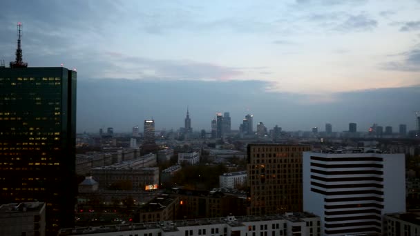 Panorama of Warsaw at dusk - Footage, Video