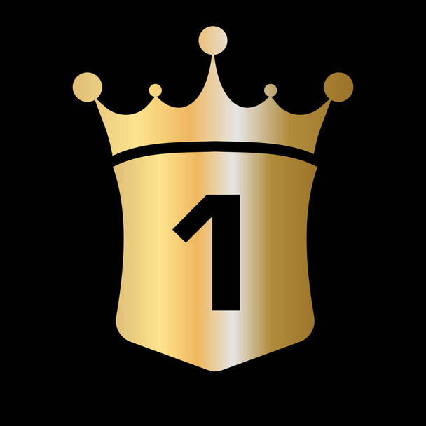 Літера 1 Корона і щит Логотип Векторний шаблон з символом розкоші концепції
 - Вектор, зображення