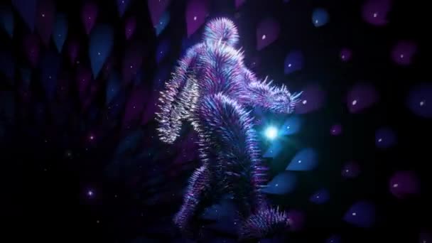 Vj Loop di un uomo blu chiodato che cammina nello spazio 3d - Filmati, video