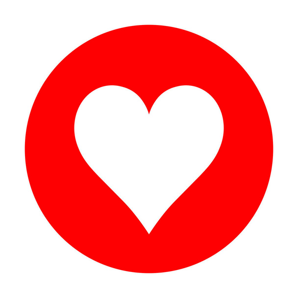 Heart poker suit symbol. Simple white sign in red circle. Vector icon. - Διάνυσμα, εικόνα