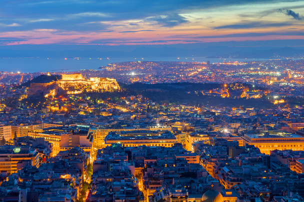 Blick über Athen bei Nacht - Foto, Bild