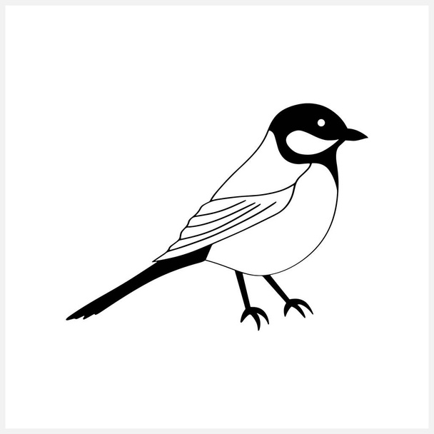 Gekritzelte Meisen Clip Art isoliert. Handgezeichnetes Tier. Schablonenzeichnung Vogel. Vektor Stock Illustration. EPS 10 - Vektor, Bild
