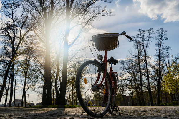 Bicycle with sunlight on urban street in Wroclaw - Фото, зображення