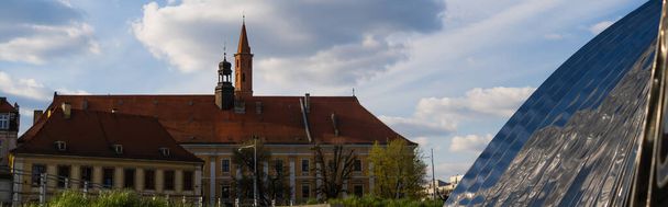 View of Nawa arch on urban street in Wroclaw, banner  - Фото, изображение