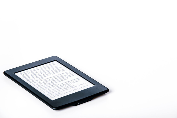 black ebook reader or tablet on white background - Photo, Image