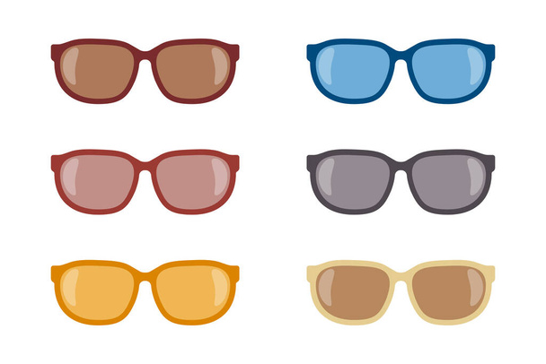 Set summer sunglasses icons isolated on white background. Vector illustration - Vector, imagen