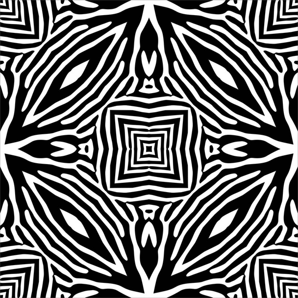 Black-White Stripes Lines Motifs Path Inspired by Zebra. Украшения для интерьера, наружного, коврового покрытия, текстиля, одежды, ткани, шелка, плитки, пластика, бумаги, обертывания, обоев, подушки и любого фона. Векторная миграция - Вектор,изображение