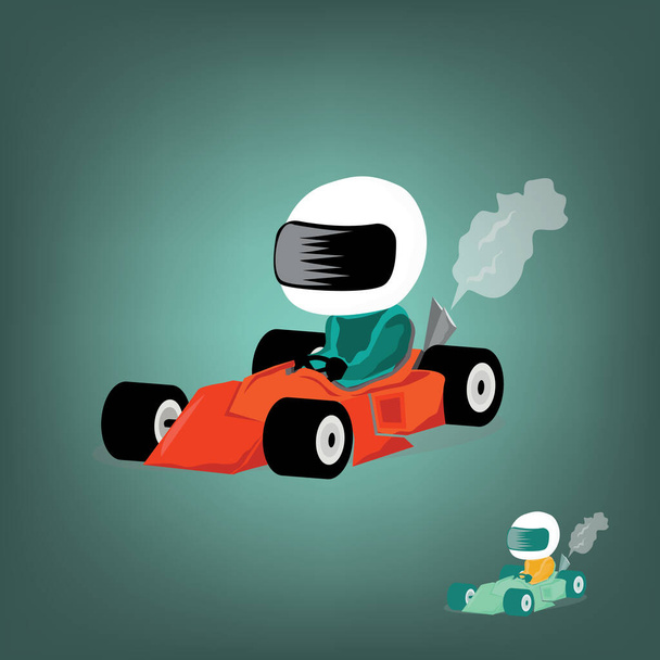karts racing vector illustration on white background. eps format - Vector, Image