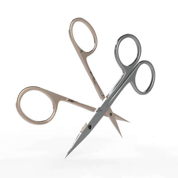 3D Rendering - Iron Shiny Manicure Salon Scissors Tools Illustration - Φωτογραφία, εικόνα