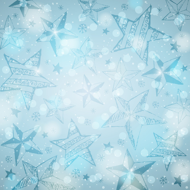 fond de luminosité bleu avec étoiles de Noël et flocons de neige
,  - Vecteur, image