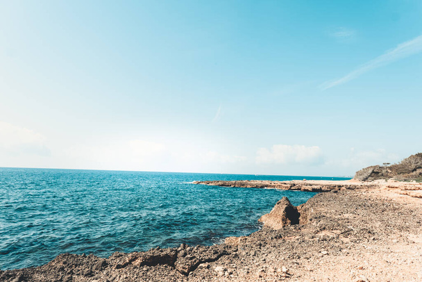 Zestaw plaż na Morzu Śródziemnym. - Zdjęcie, obraz