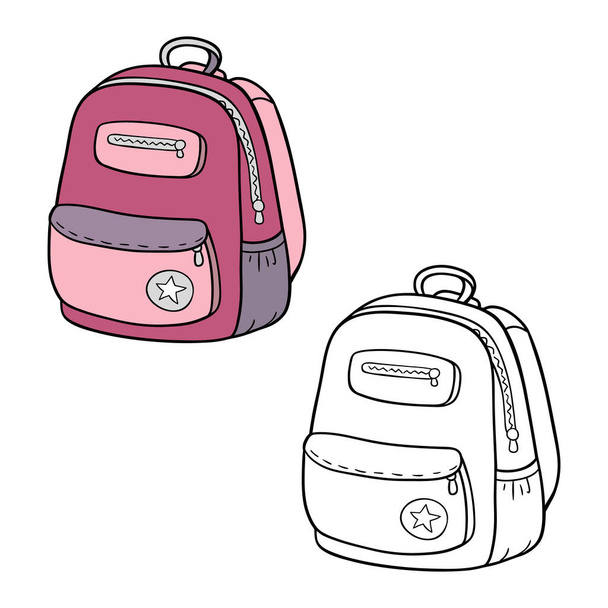 Vektori kuva väritys sivu doodle koulun laukku esimerkiksi lapsille ja romukirja - Vektori, kuva