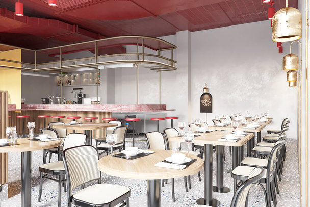 3D renderowania kawiarni i kawiarni Lounge Restauracja - Zdjęcie, obraz
