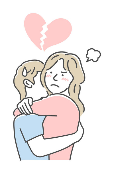 Αγκαλιάζει αγαπώντας ζευγάρι διανυσματική απεικόνιση | θυμωμένος, αναστατωμένος - Διάνυσμα, εικόνα