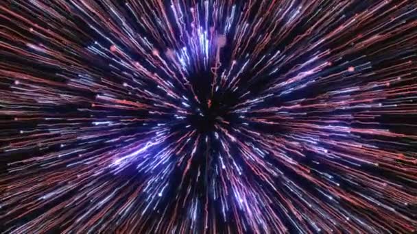 Abstract creative cosmic background, hyper jump into another galaxy. Motion. Speed of light, neon glowing rays in motion, seamless loop - Footage, Video