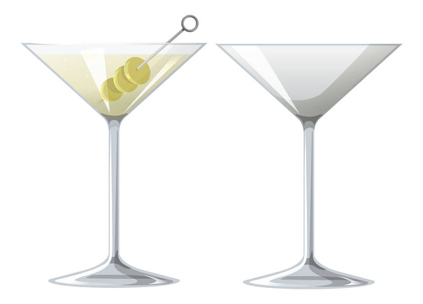 Martini koktajl w szklanej ilustracji - Wektor, obraz