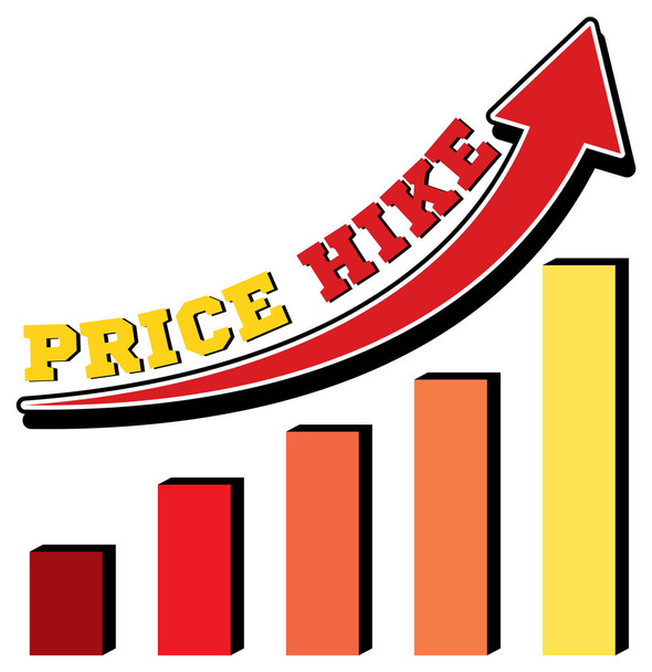Αύξηση των τιμών με κόκκινο βέλος που δείχνει προς τα πάνω εικόνα - Διάνυσμα, εικόνα