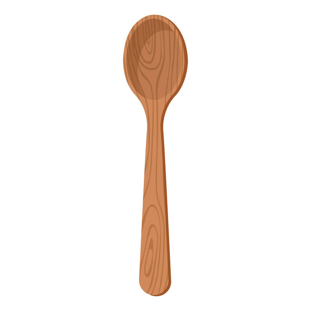 Cartoon nature wooden kitchenware utensil spoon with wood grain texture - Vector, Image